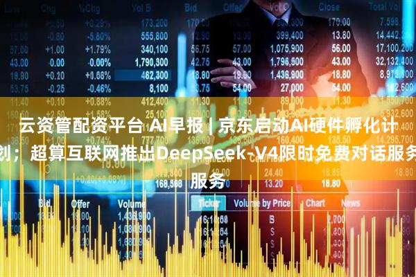 云资管配资平台 AI早报 | 京东启动AI硬件孵化计划；超算互联网推出DeepSeek-V4限时免费对话服务